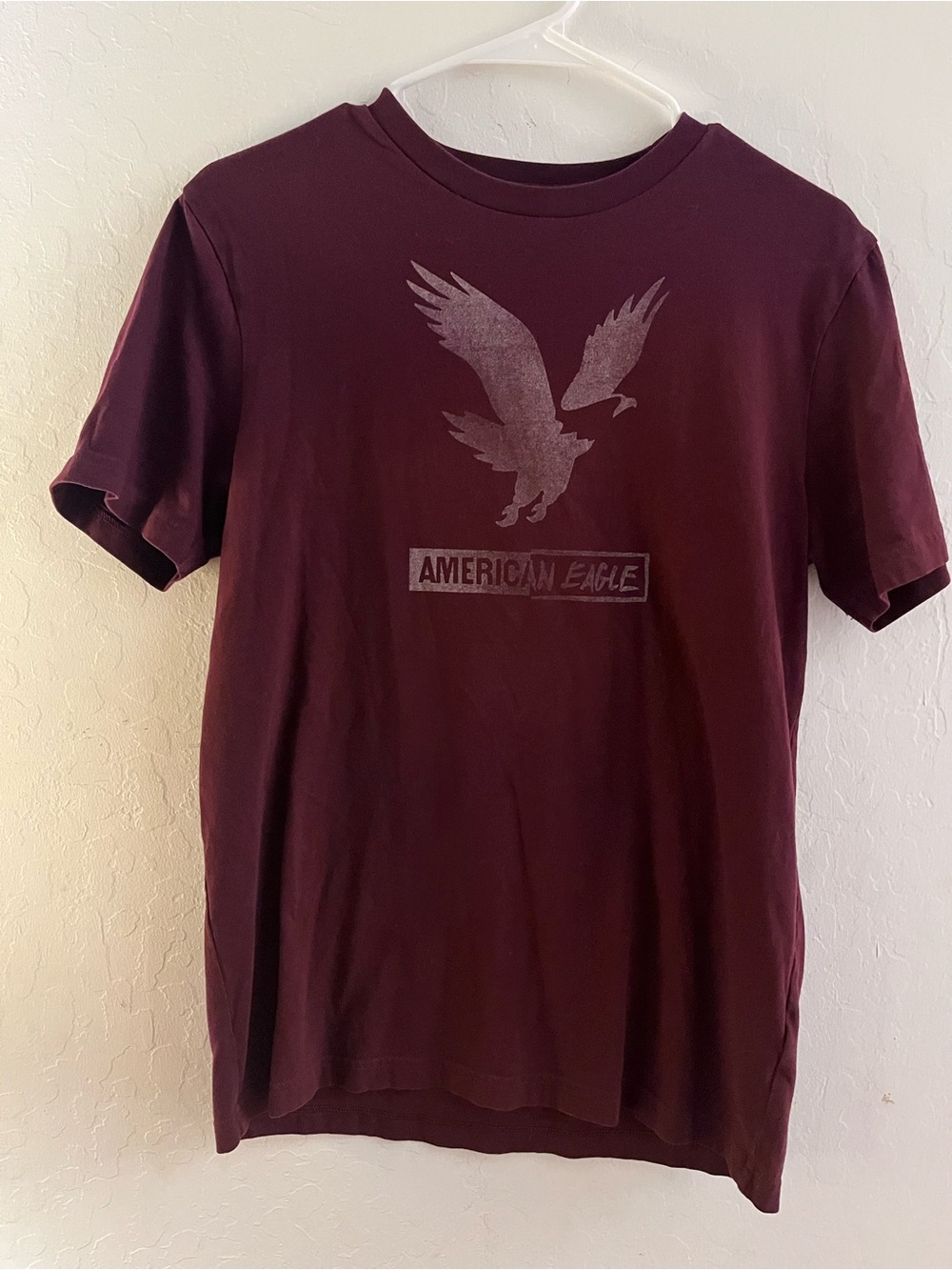 American Eagle Outfitters Men's Deep Burgundy Eagle Graphic Tee